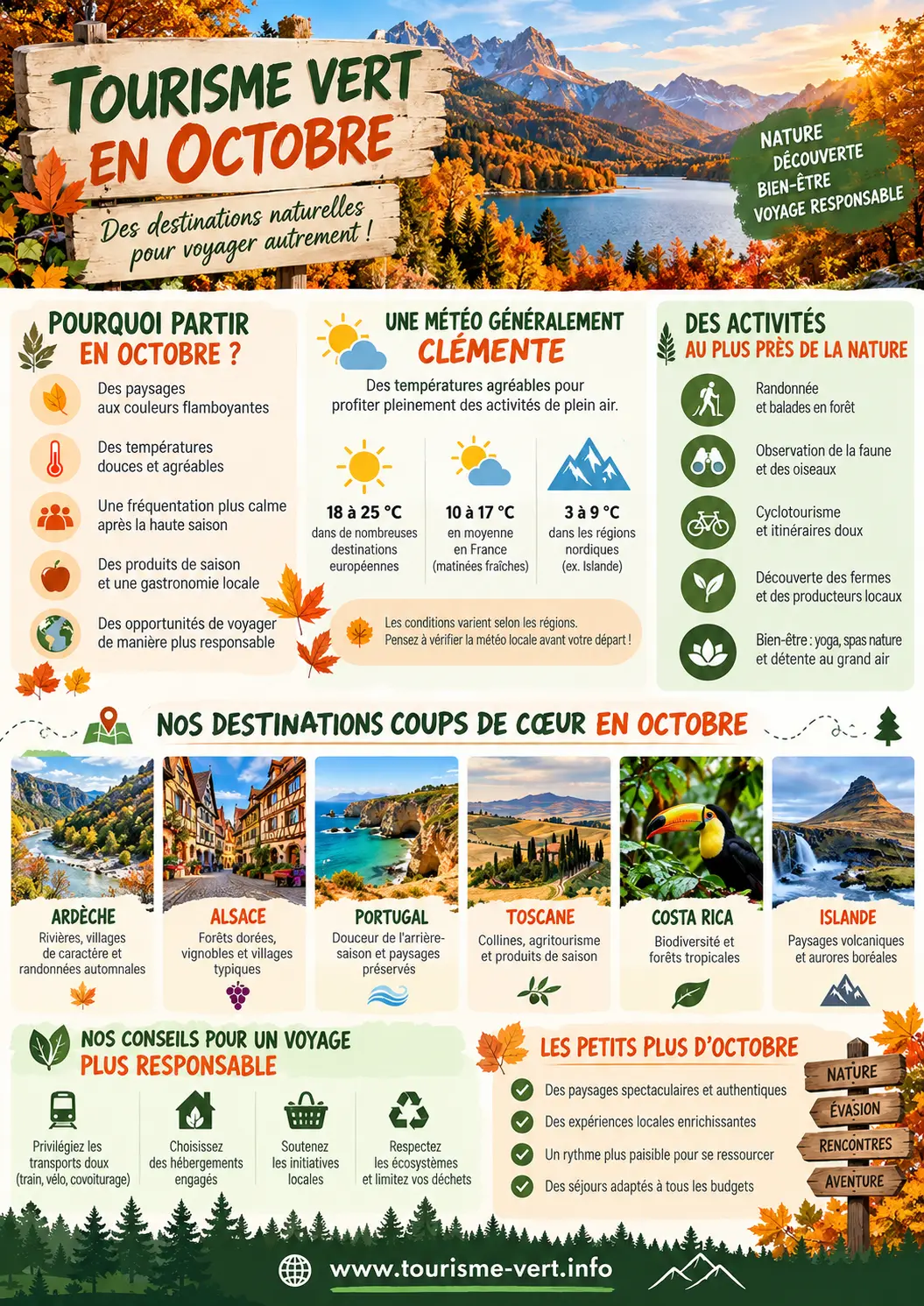 Tourisme vert en octobre : météo, destinations et conseils